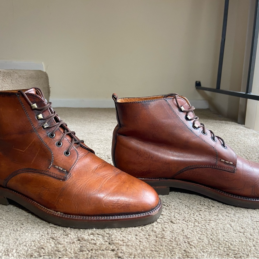 Men's Brown Leather Boots - Picture 3 of 9